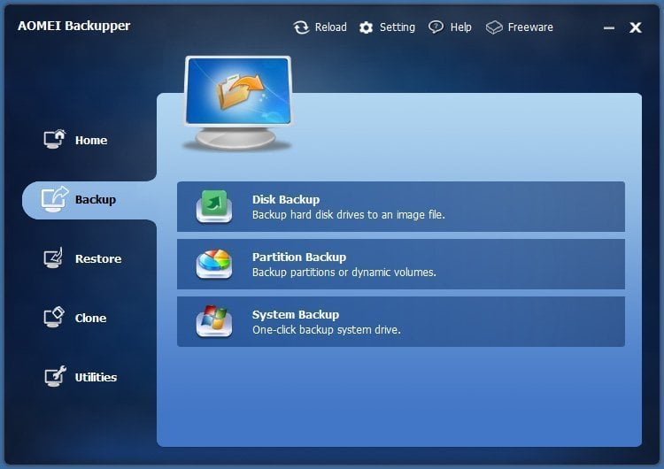 AOMEI Backupper 1.6 screenshot